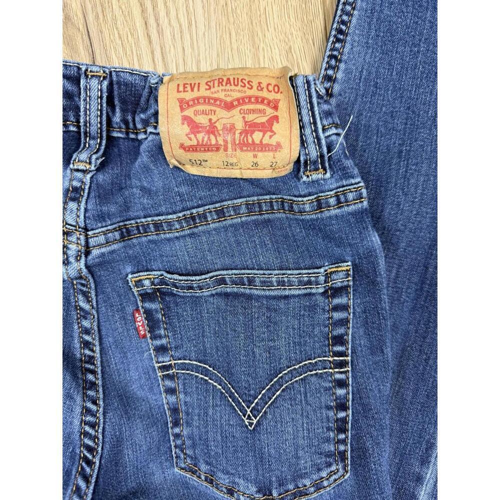 Levi's Jeans Youth 12 Blue Medium Wash 512 Slim Taper Adjustable Waist Stretch - Picture 6 of 7